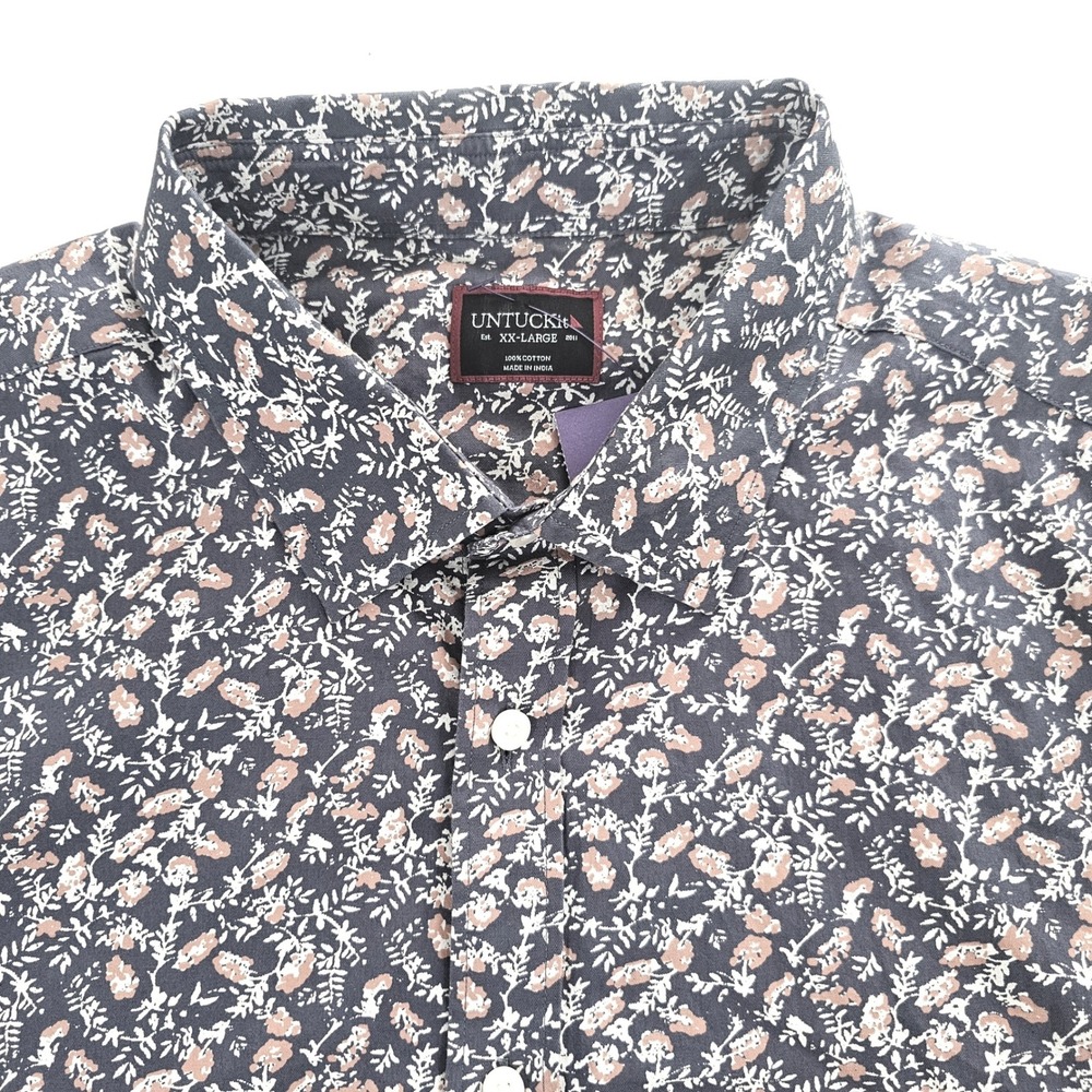 UNTUCKit Buckley SS Navy Floral Cotton Button Down Shirt Mens XXL 41513